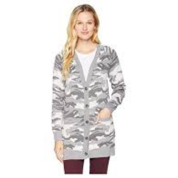 Lucky Brand Sweaters - Lucky Brand Gray Camo Button Front Longline Cardigan XS
